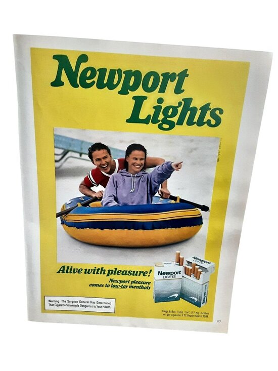 Newport Lights Other - 1984 Newport Lights Vintage Cigarette Print Ad Raft Beach Couple